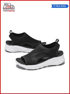 Orthopedic Arch Support Platform Sandals Open Toe Slip On Mesh Athletic